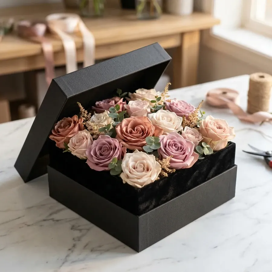 Arranjo em caixa de flores